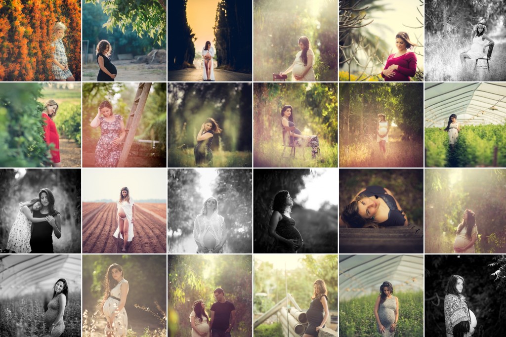 קולאז' צלומי הריון בחוץ, טבע, מושב חרות אזור השרון